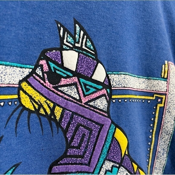 VINTAGE 80s New Orleans Cinco De Mayo Tee Blue Single Stitch Tees Unlimited Med - Picture 5 of 11